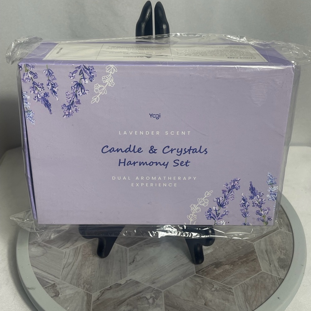 Yogi Lavender Candle & Crystals Harmony Set Soy Aromatherapy Gift Box